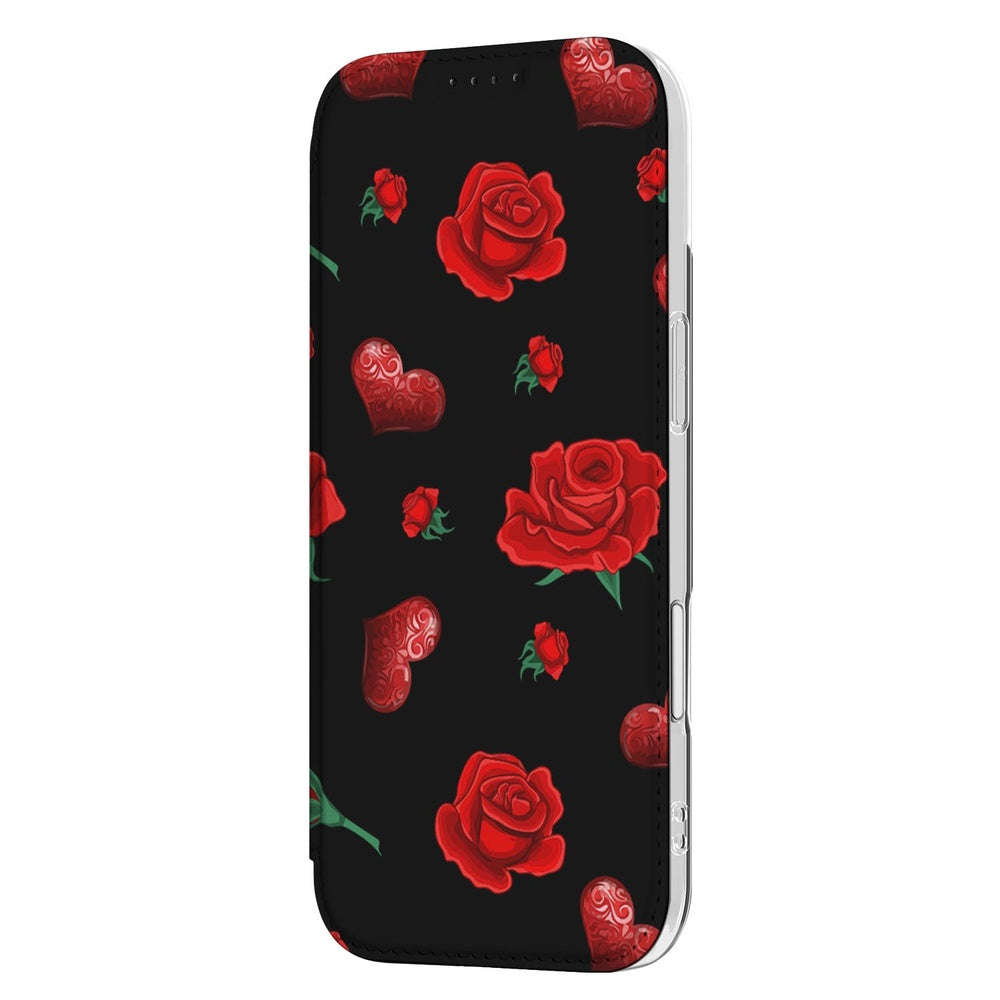 Book Case Apple iPhone Air Valentine hoesje rozen hartjes zwart
