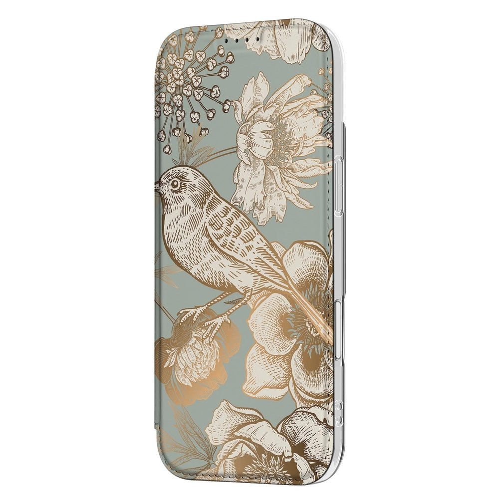 Apple iPhone Air Book Case Vintage Bird Flowers slim design aanzicht