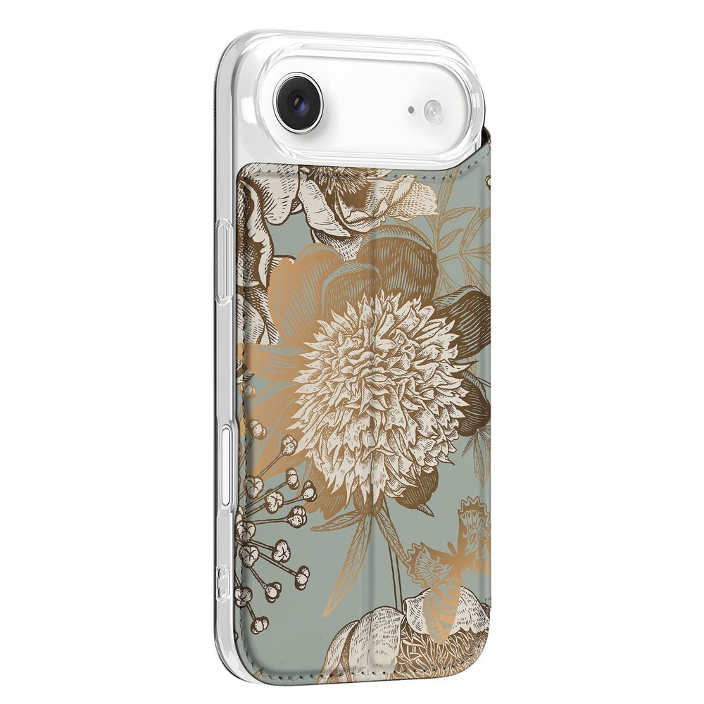 Apple iPhone Air Book Case Vintage Bird Flowers design zijkant