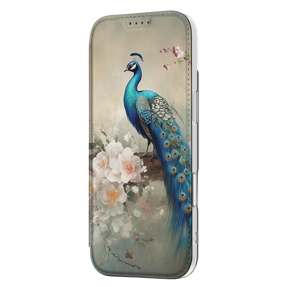 Apple iPhone Air Book Cover Vintage Pauwen boekhoes pauwenmotief zijkant