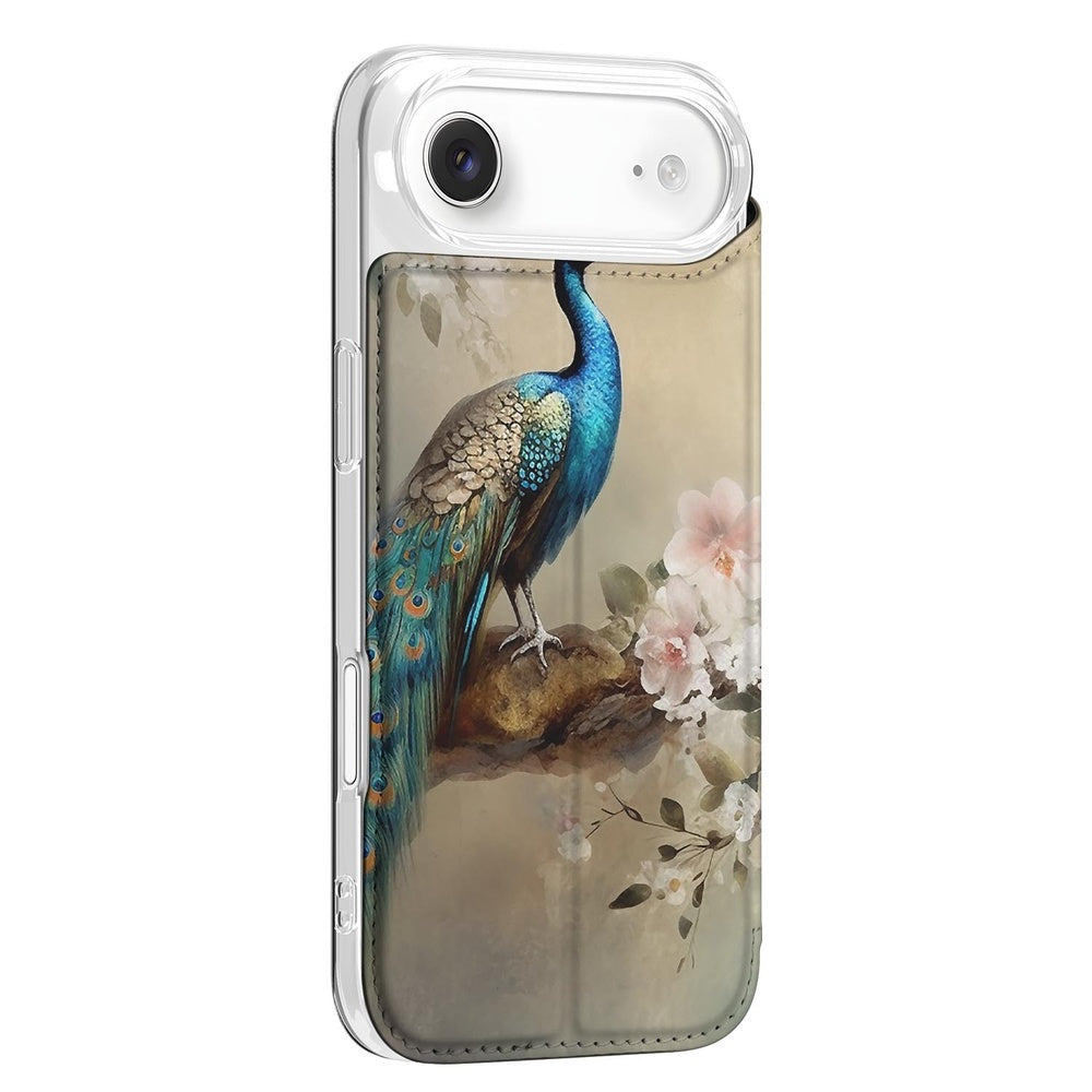 Apple iPhone Air Book Cover Vintage Pauwen Hoes Design Pauwenmotief Zijkant