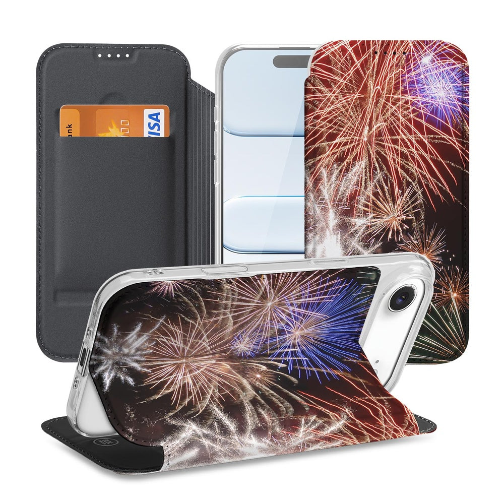 Apple iPhone Air Flip Style Cover Vuurwerk hoesje vuurwerkprint voorkant achterkant