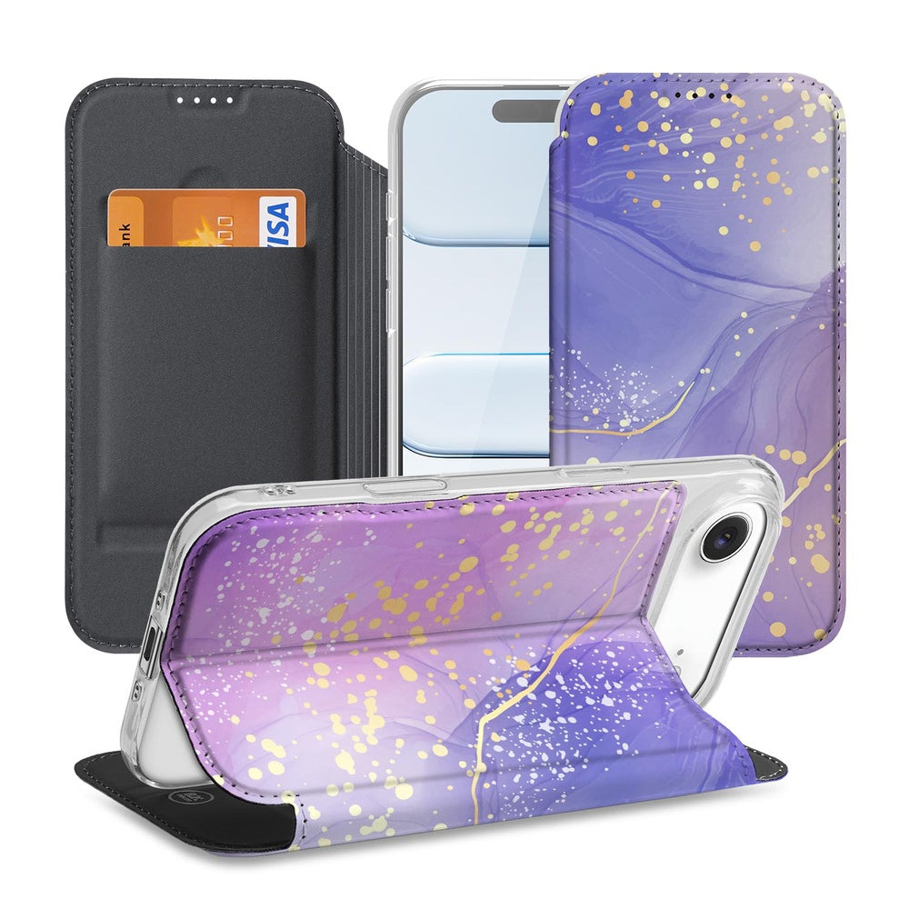 Apple iPhone Air Book Cover Watercolor Paars bookcase design aanzicht