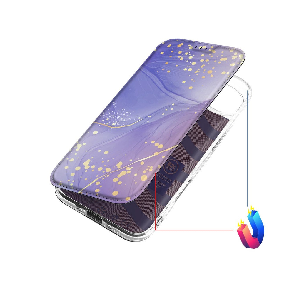 Apple iPhone Air Book Cover Watercolor Paars boekcase paars aanzicht