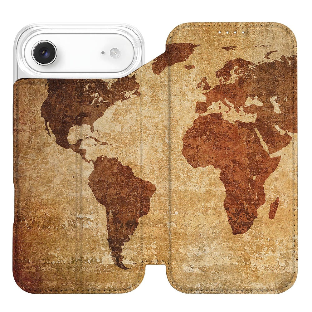 Apple iPhone Air Telefoonhoesje Wereldkaart standcase wereldkaart voorkant