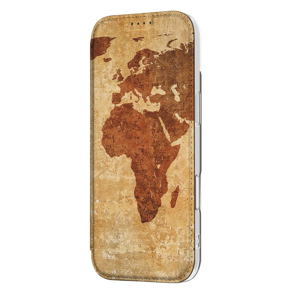 Apple iPhone Air Telefoonhoesje Wereldkaart standcase zijkant