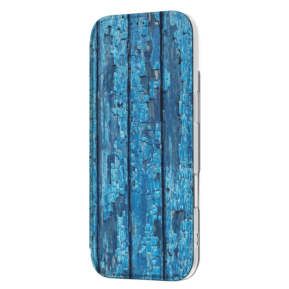 iPhone Air Book Wallet Case Wood Blue achterzijde blauw hout