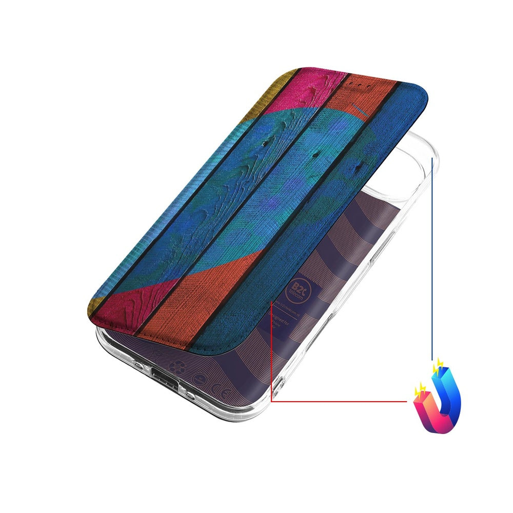 Apple iPhone Air Flip Style Cover Wood Heart achterkant kleurvol accent