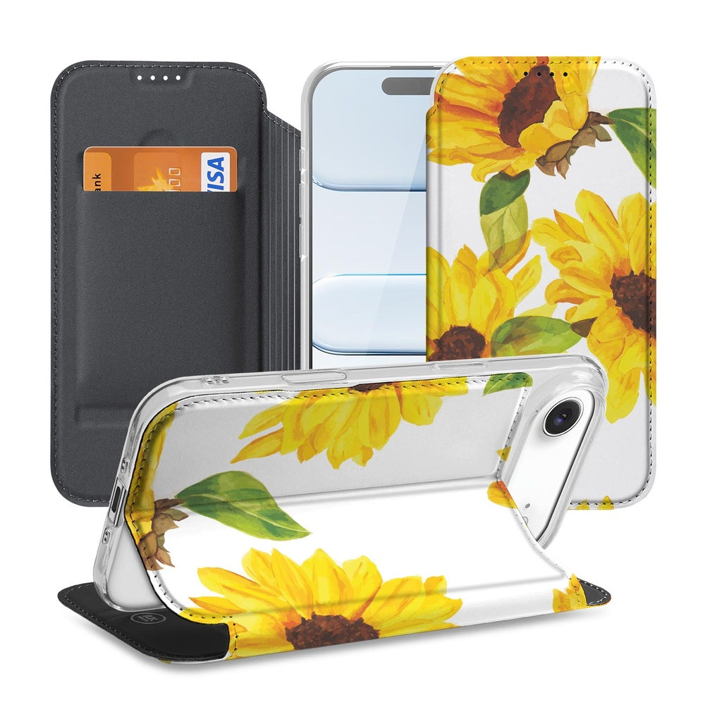 Apple iPhone Air Smart Cover Hoesje Zonnebloemen design zonnebloemen voorkant