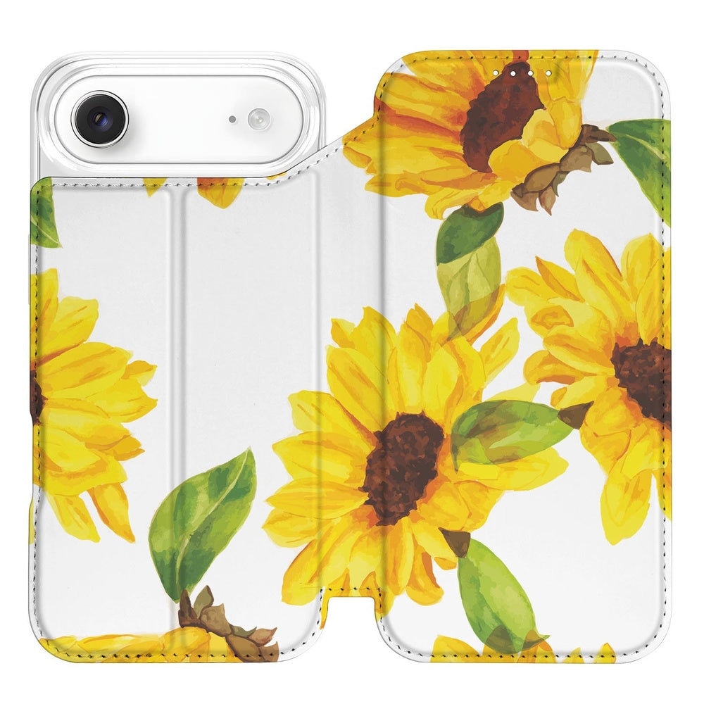 Apple iPhone Air Smart Cover Hoesje Zonnebloemen bloemen geel wit groen