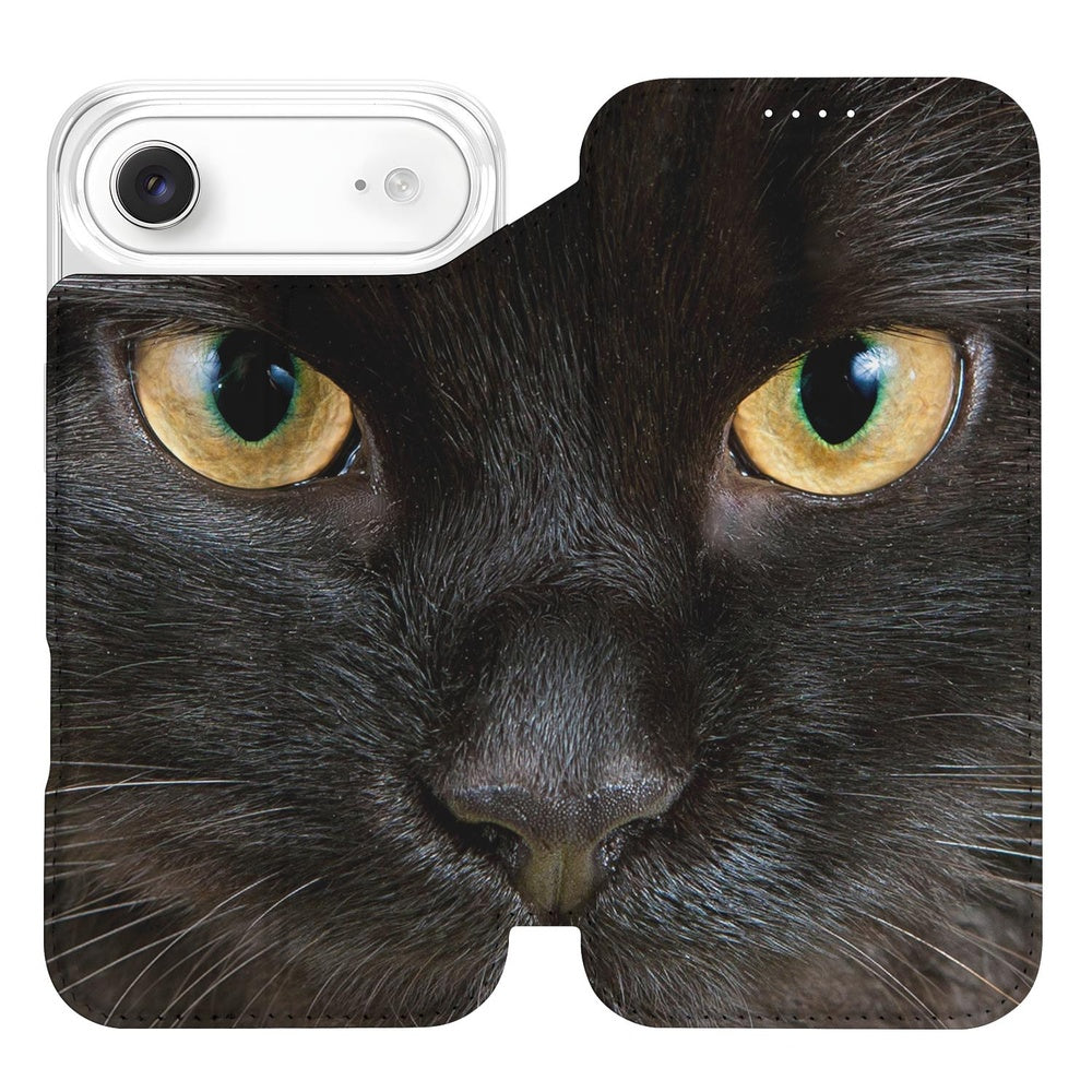 Apple iPhone Air Book Case Zwarte Kat kat gezicht voorkant