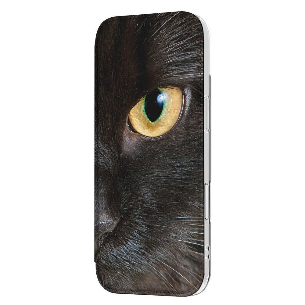 Apple iPhone Air Book Case Zwarte Kat hoesje zwarte kat zijaanzicht