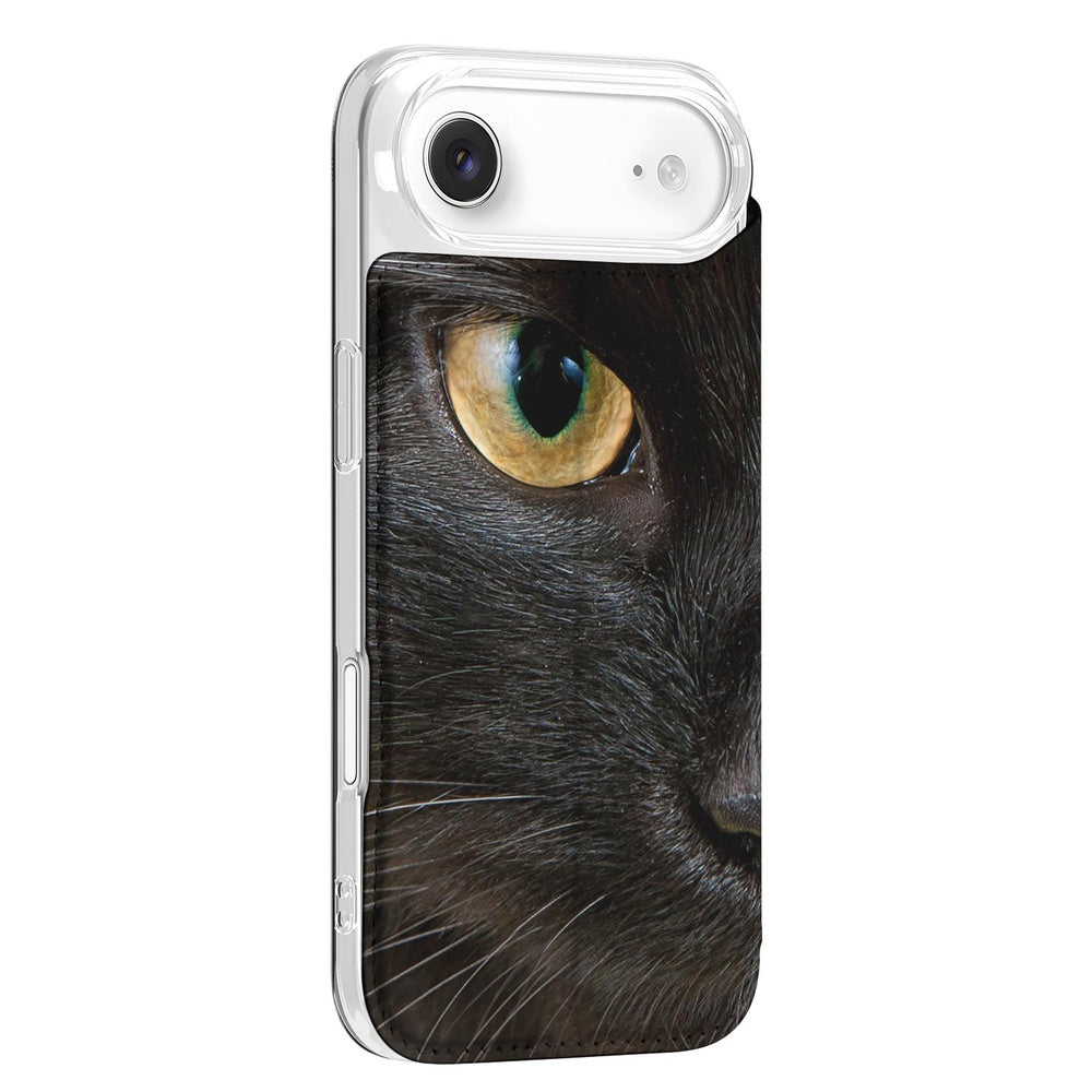 Apple iPhone Air Book Case Zwarte Kat hoesje zwart kat zijkant