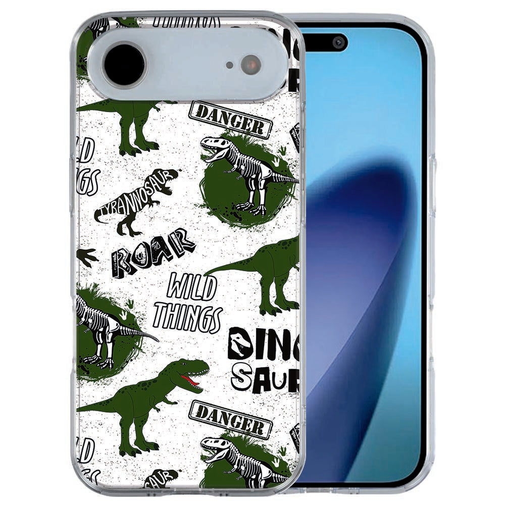 iPhone Air TPU hoesje met Dinosaurus design op groen op wit achterkant