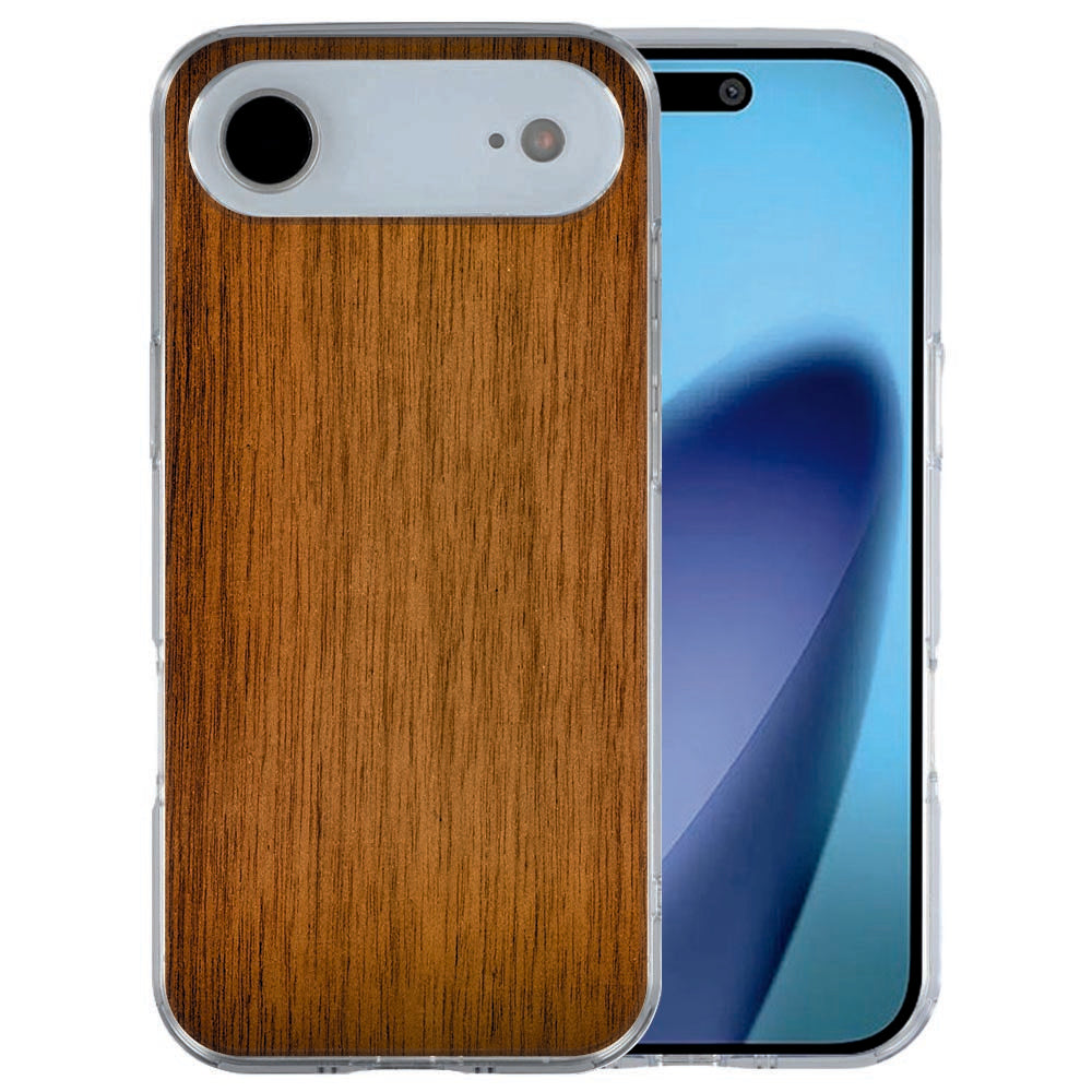 iPhone Air TPU hoesje met Donker Hout design op donkere bruintinten met natuurlijke nerven achterkant