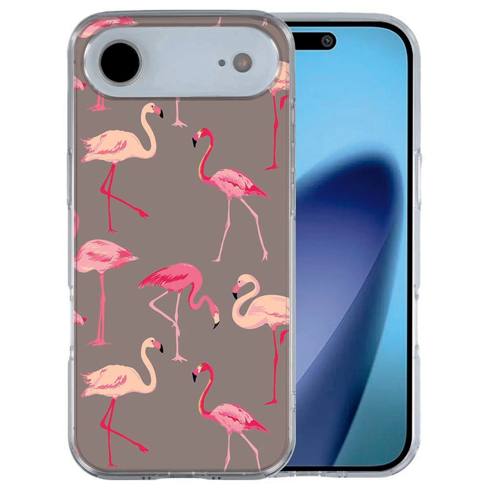 iPhone Air TPU hoesje met Flamingo design op zachte rosé en roze achterkant