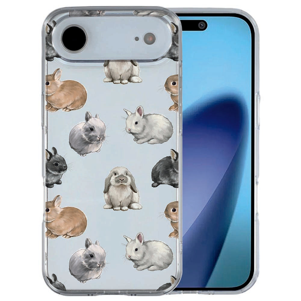 iPhone Air siliconen hoesje Konijntjes - wit, bruin en grijs
