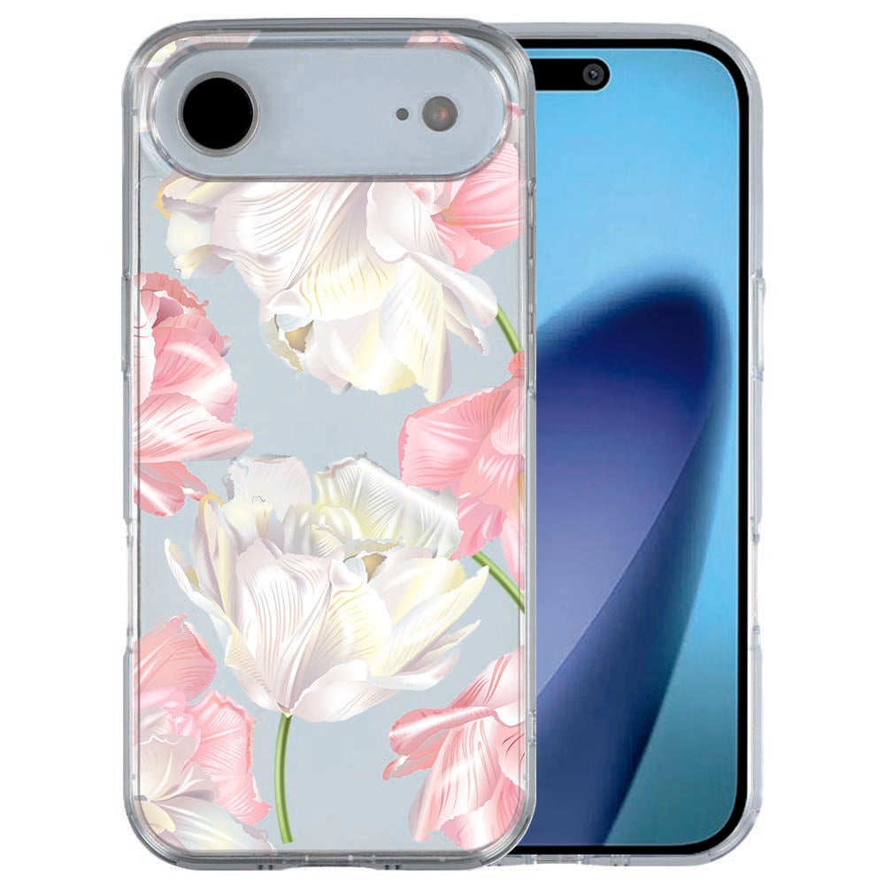 iPhone Air siliconen hoesje Lovely Flowers - wit met zachtroze