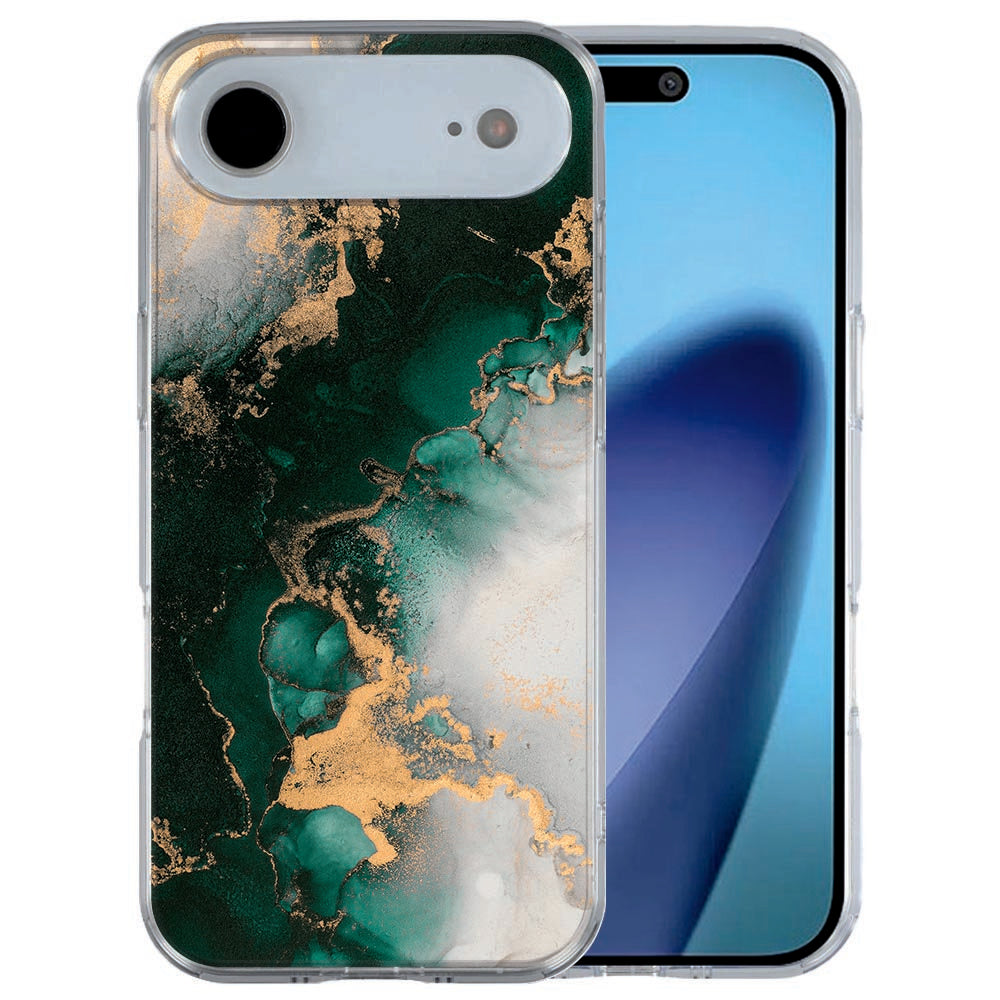 Apple iPhone Air back cover Marmer Groen in smaragdgroen met wit
