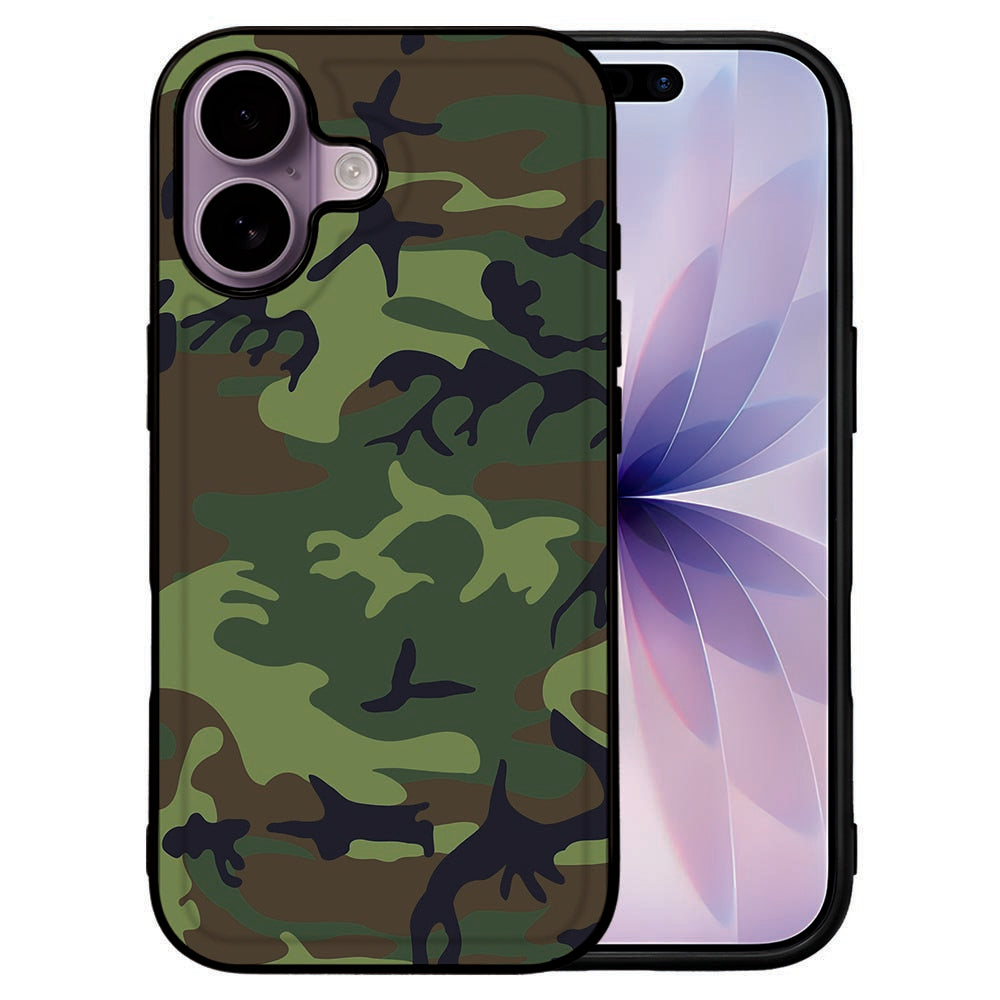 TPU Hoesje iPhone 17 Army Dark camouflage uitstraling aanzicht