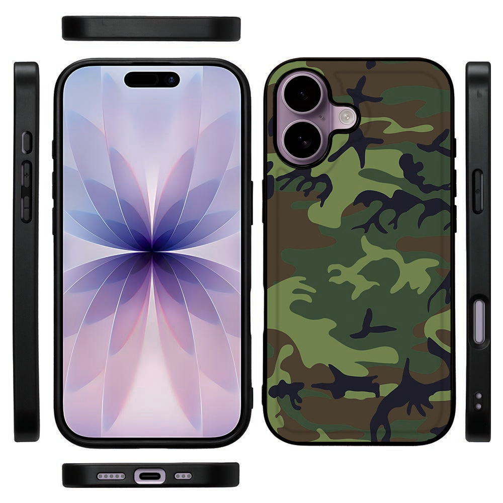 Apple iPhone 17 TPU Hoesje Army Dark camouflage zwart vooraanzicht