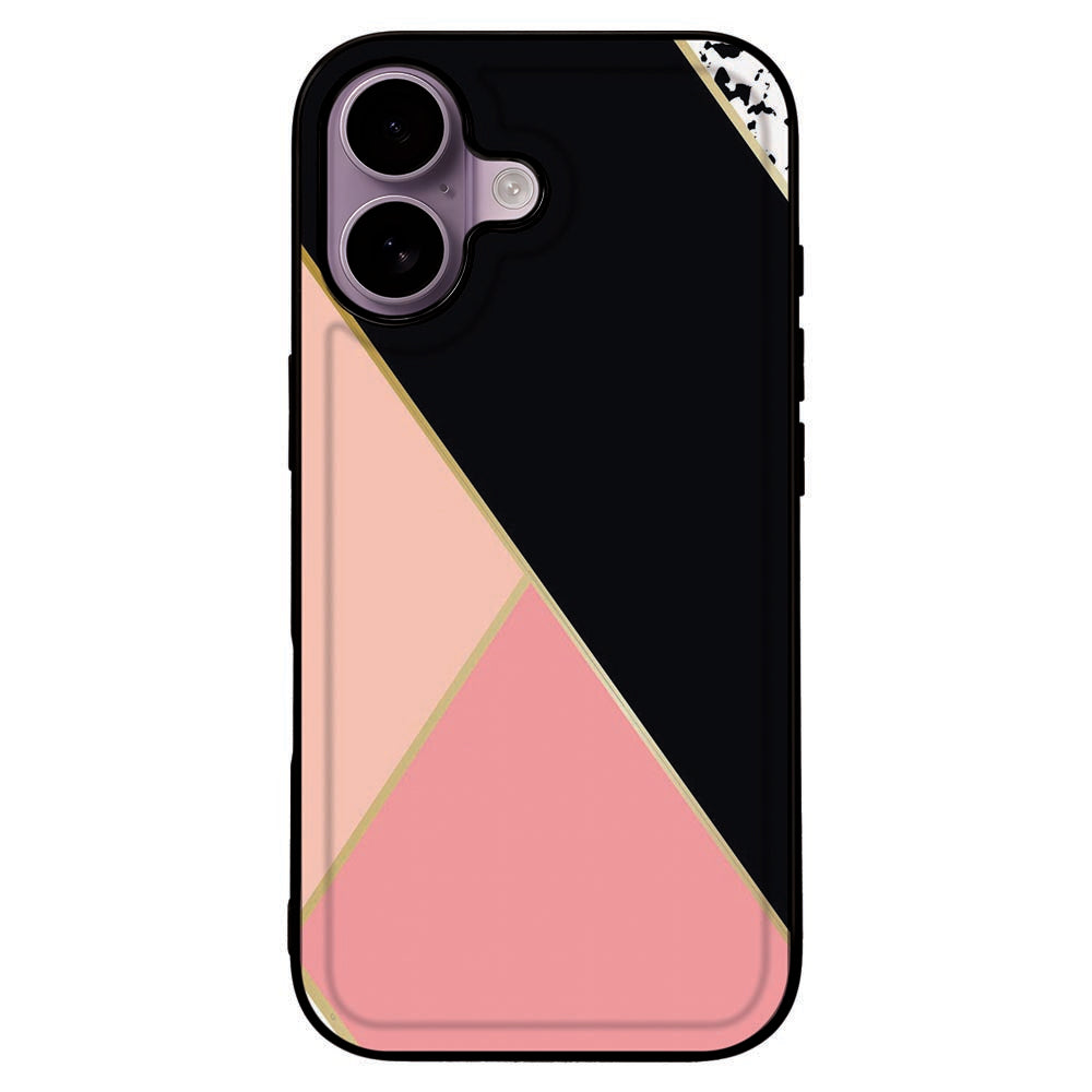Backcover Apple iPhone 17 Black Pink Shapes hoesje geometrisch patroon zwart roze