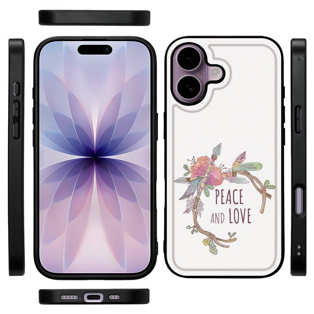Beschermhoes Apple iPhone 17 Boho Tekst telefoonhoesje design peace and love aanzicht