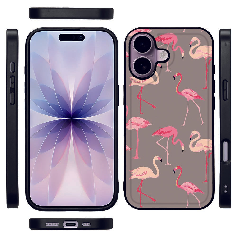 Apple iPhone 17 Beschermhoes Flamingo flamingo design achterkant zijaanzicht