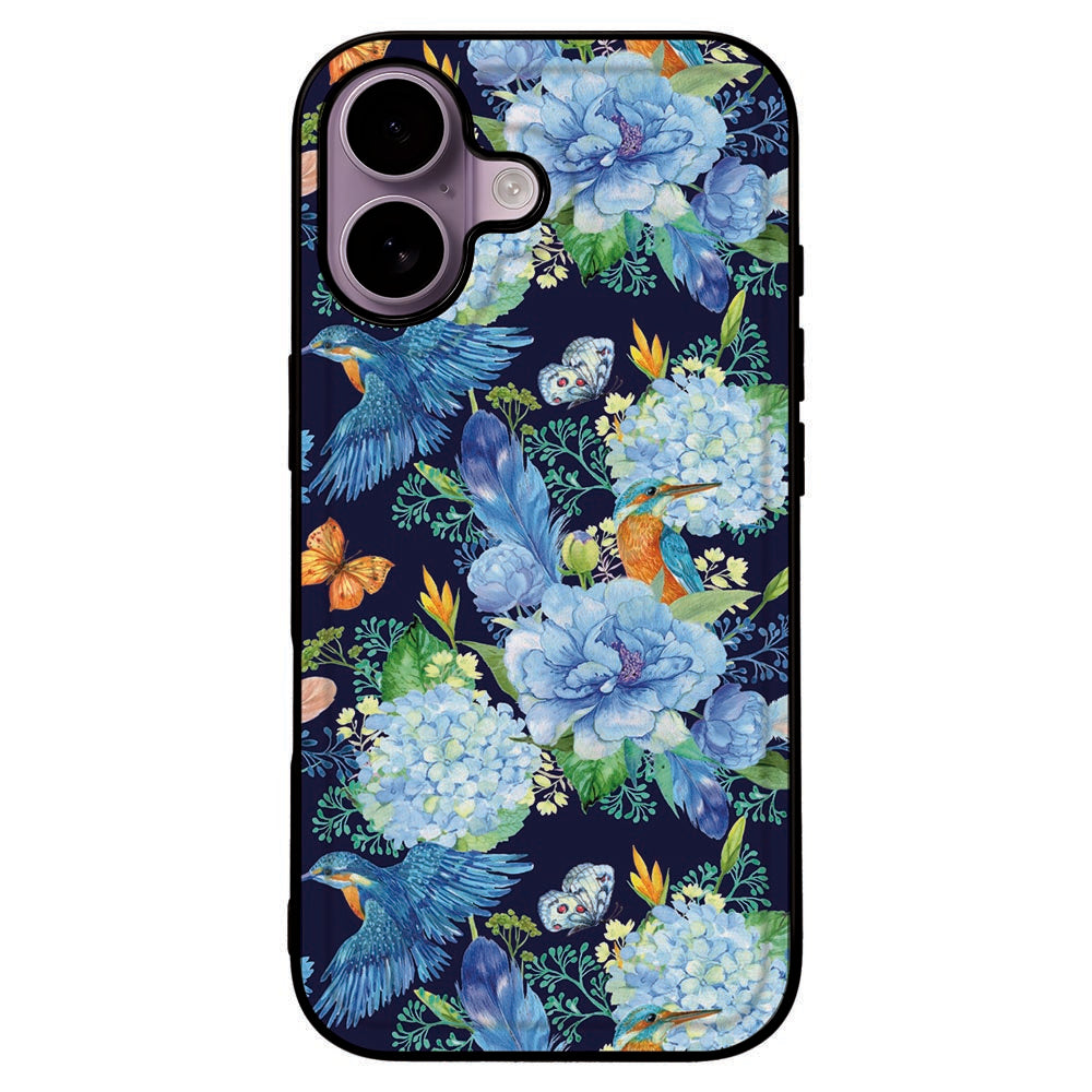 Telefoonhoesje Apple iPhone 17 IJsvogel bloemen design voorzijde