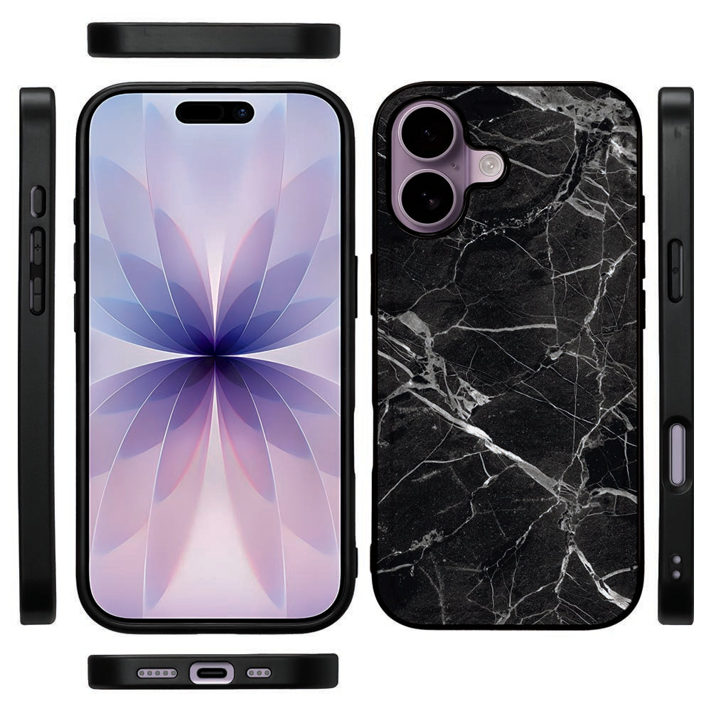 Beschermhoes Apple iPhone 17 Marmer Zwart design marmer zwart aanzicht