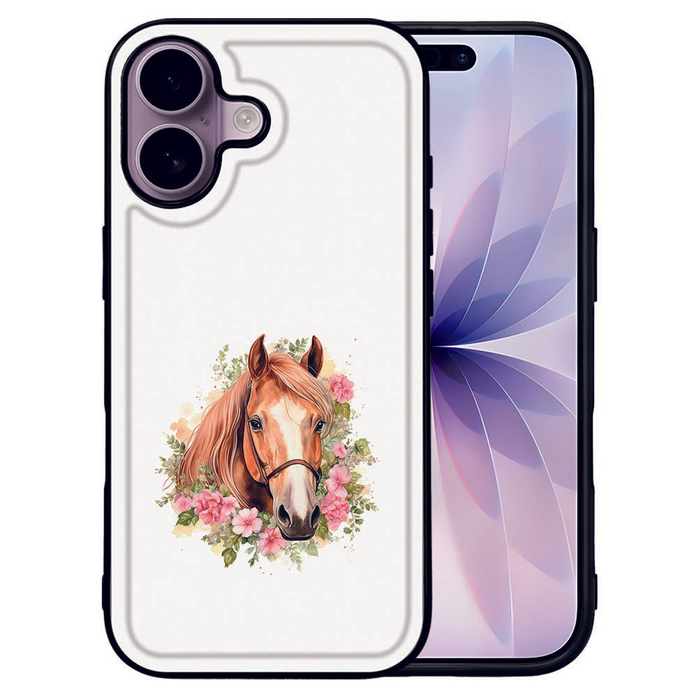 Apple iPhone 17 TPU Hoesje Paard schattig paard bloemen zijaanzicht