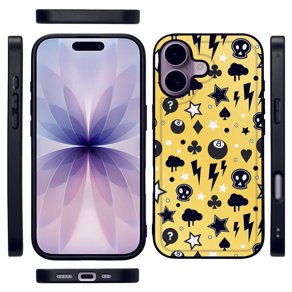 Apple iPhone 17 Backcover Hoesje Punk Yellow designnaam voor en achteraanzicht