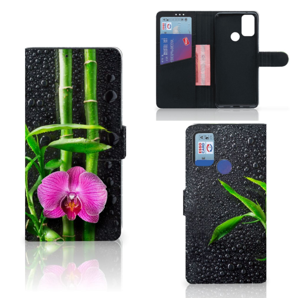 Alcatel 1S (2021) Hoesje Orchidee design hoesje aanzicht