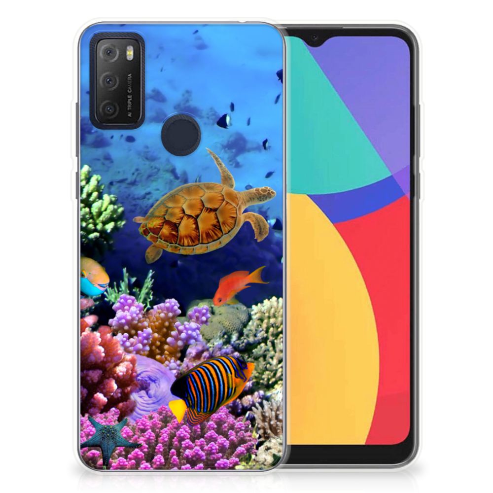 Alcatel 1S (2021) TPU Hoesje Vissen tropische vissen kleurrijk aanzicht