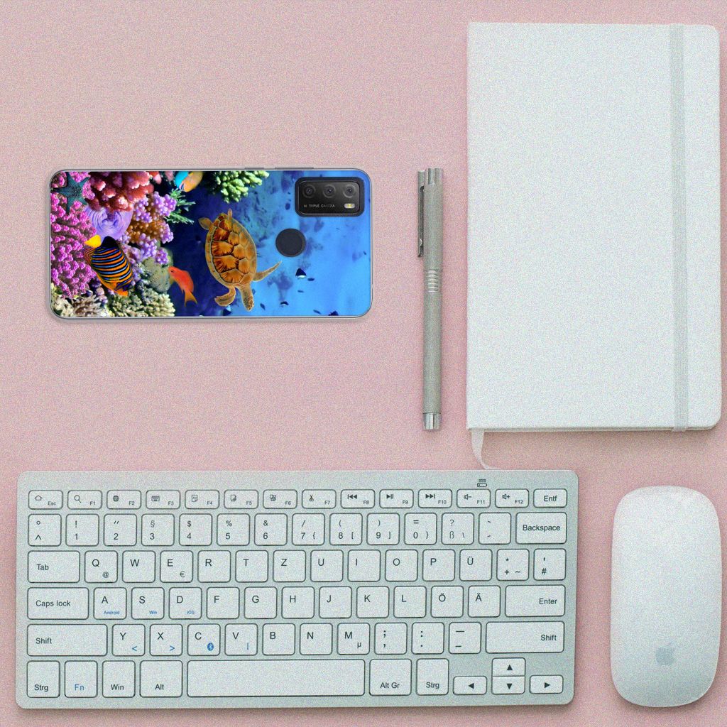 Alcatel 1S (2021) TPU Hoesje Vissen onderwater design bovenaanzicht