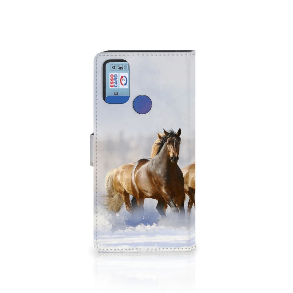 Alcatel 1S (2021) Telefoonhoesje met Pasjes Paarden design paarden voorkant
