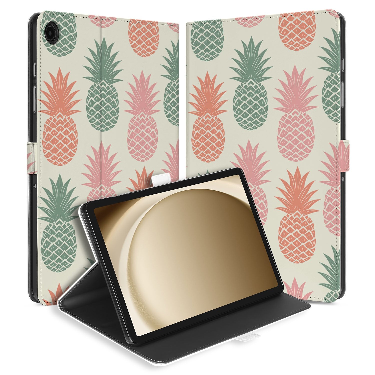 Ananas Book Case Hoesje met Standaard Samsung Galaxy Tab A11 Plus ananas design voorkant