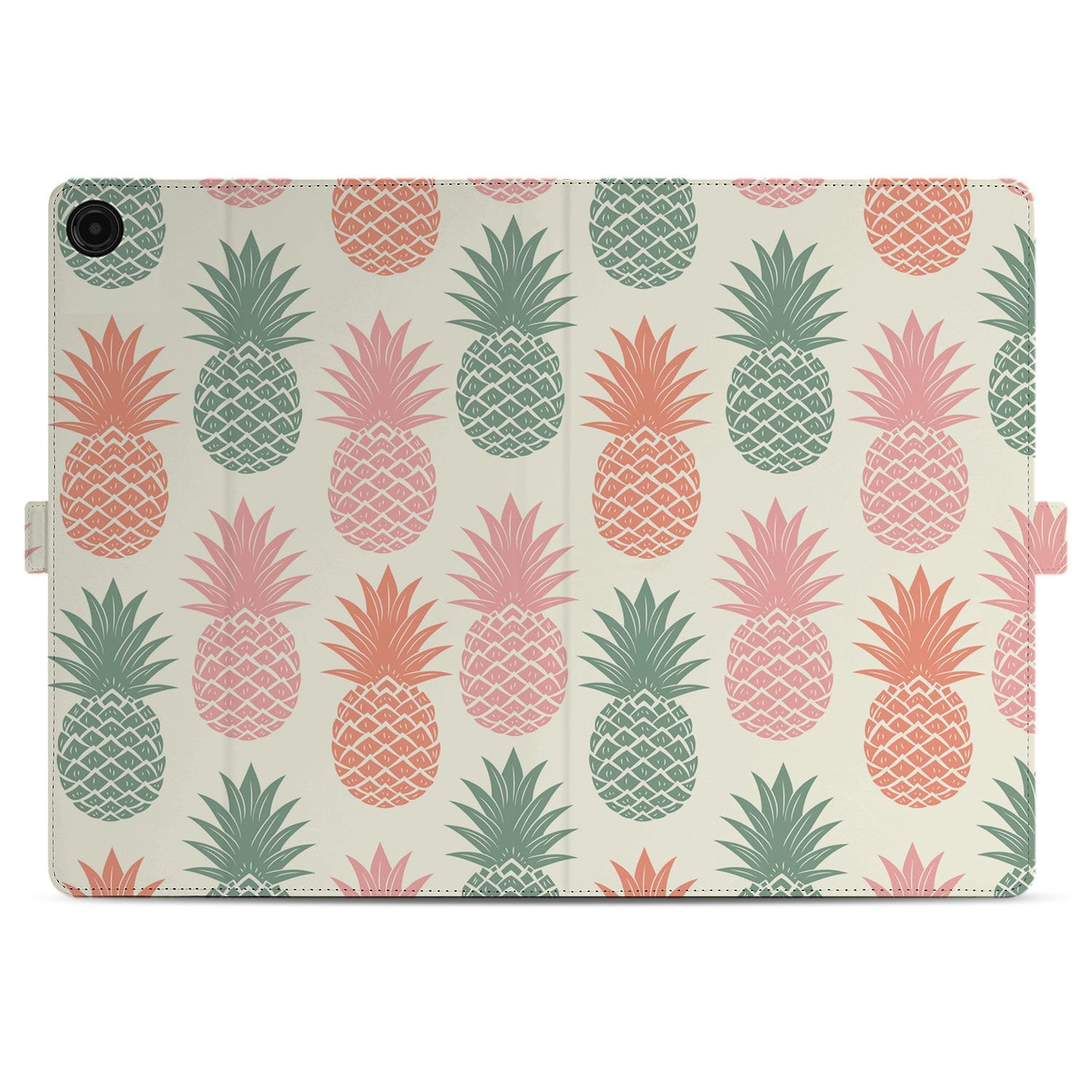 Ananas Book Case Hoesje met Standaard Samsung Galaxy Tab A11 Plus ananas patroon bovenaanzicht