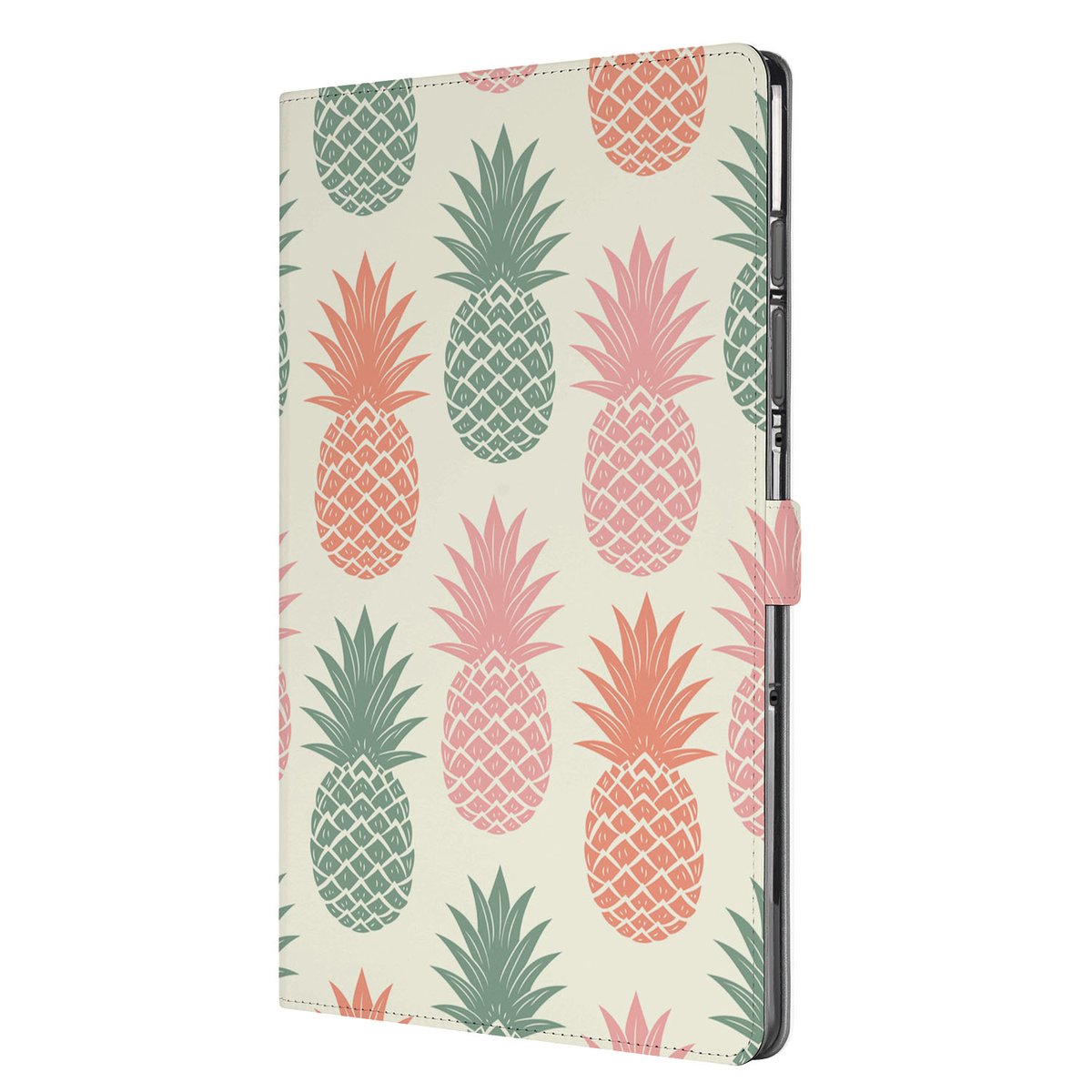 Ananas Book Case Hoesje met Standaard Samsung Galaxy Tab S10 FE Plus ananas design voorkant