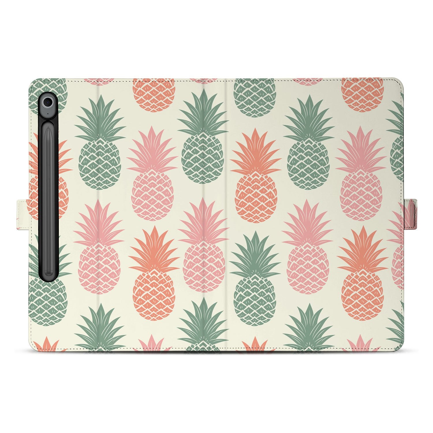 Ananas Book Case Hoesje met Standaard Samsung Galaxy Tab S10 FE | Tab S9 FE tablet hoesje ananas design achterkant