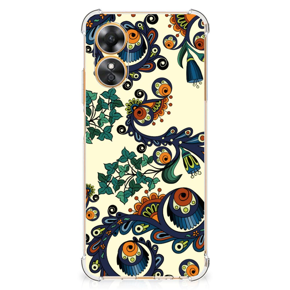 OPPO A17 Anti Shock Case Barok Flower design achterzijde
