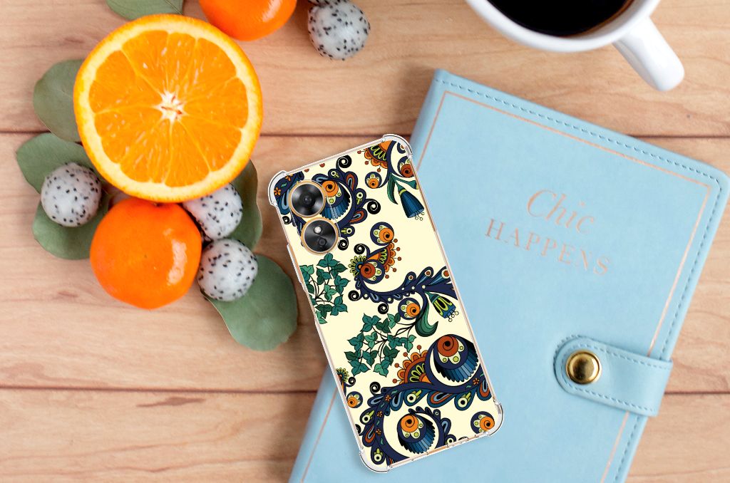 OPPO A17 Anti Shock Case Barok Flower bovenaanzicht