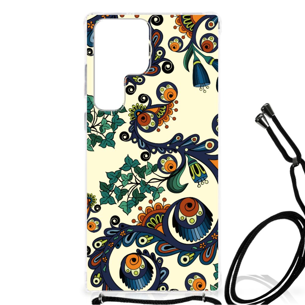 Samsung Galaxy S23 Ultra Anti Shock Case Barok Flower voorkant