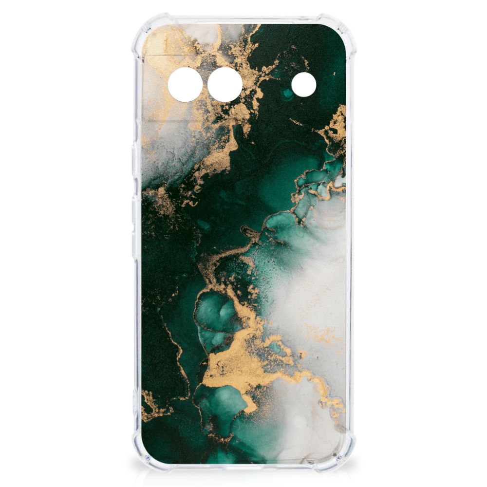 Google Pixel 8A Anti-Shock Hoesje Marmer Groen achterkant