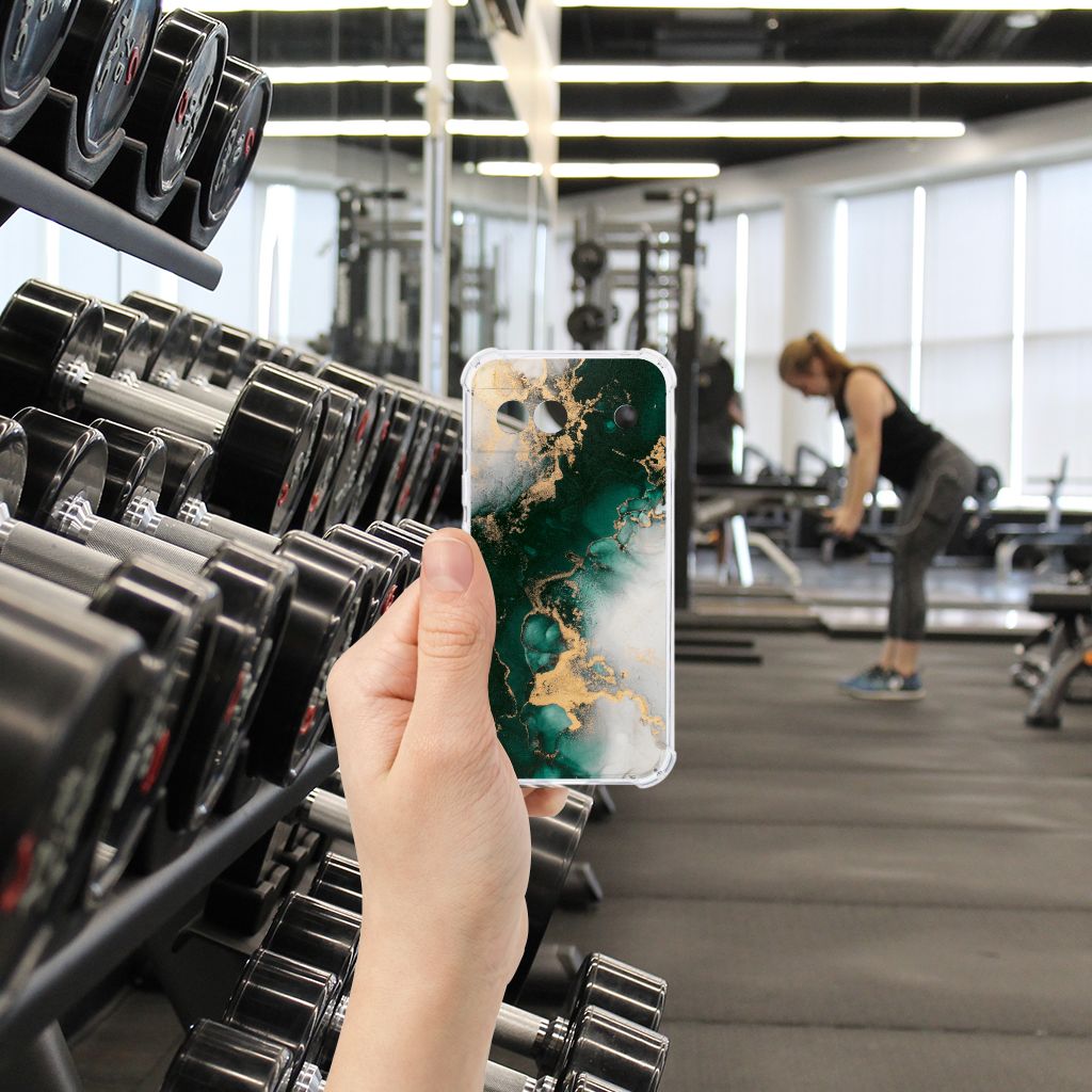 Google Pixel 8A Anti-Shock Hoesje Marmer Groen hand gym