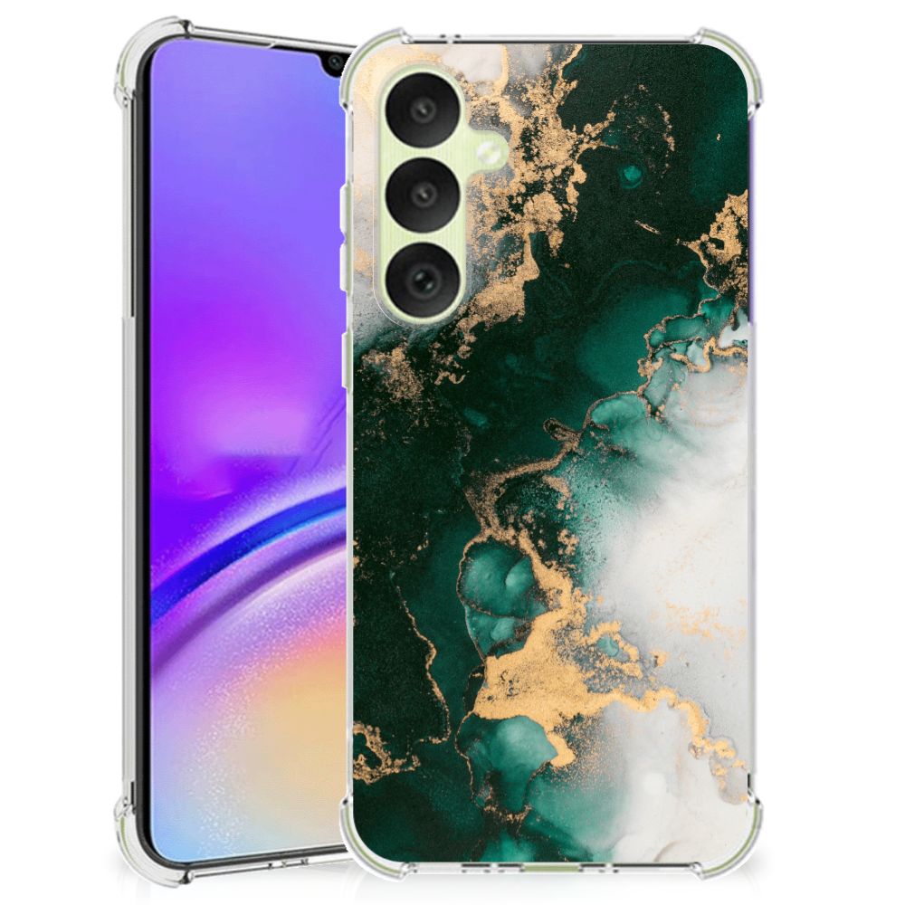 Samsung Galaxy A35 Anti-Shock Hoesje Marmer Groen achteraanzicht