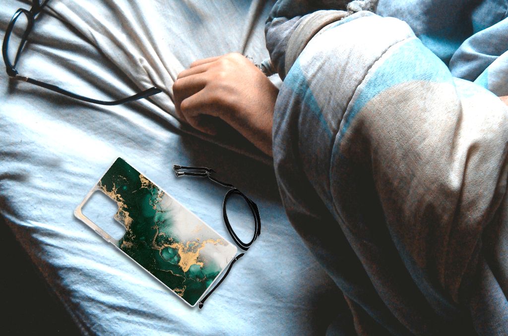 Samsung Galaxy S23 Ultra Anti-Shock Hoesje Marmer Groen bovenaanzicht