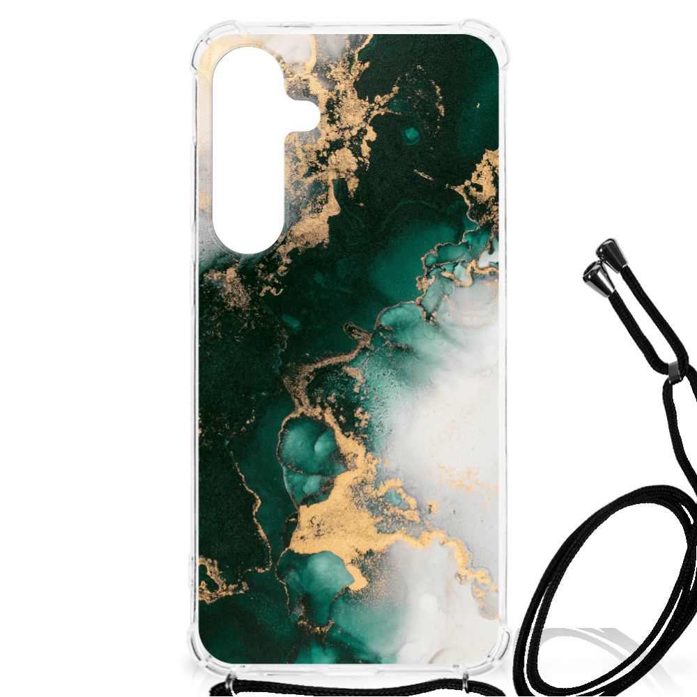 Samsung Galaxy S24 Plus Anti-Shock Hoesje Marmer Groen voorkant