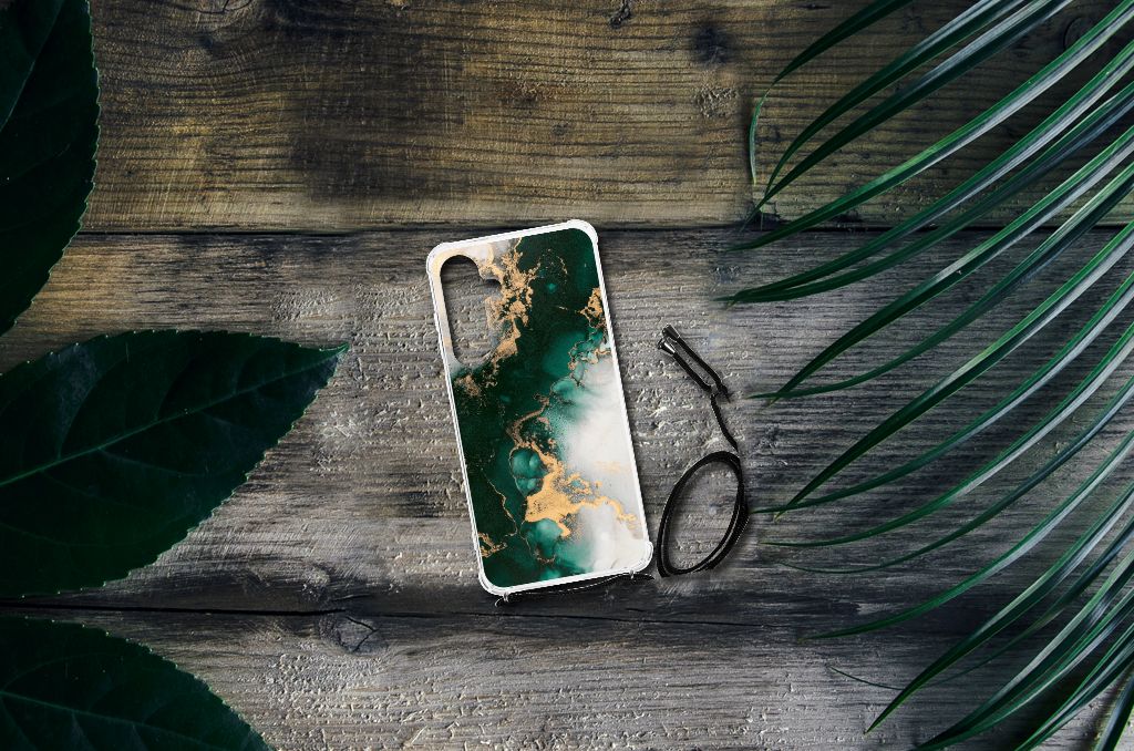 Samsung Galaxy S24 Plus Anti-Shock Hoesje Marmer Groen bovenaanzicht