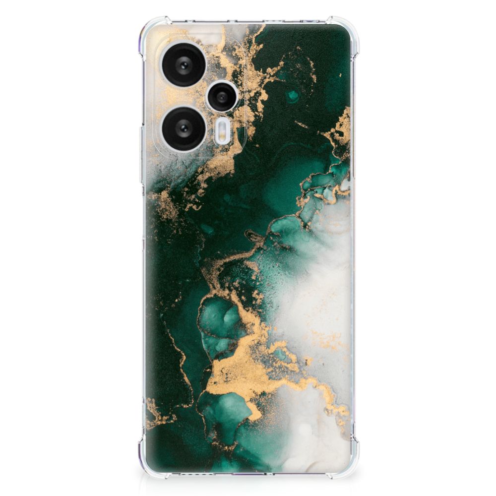 Xiaomi Poco F5 Anti-Shock Hoesje Marmer Groen achteraanzicht